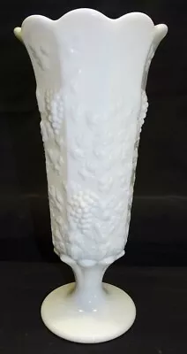 Westmoreland USA Milk Glass Paneled Grape 11 1/2  Footed Tall Belled Vase Marked • $40