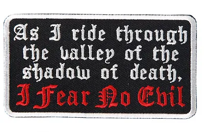 Fear No Evil  Patch EMBROIDERED IRON ON MC 4 INCH BIKER PATCH  • $7.95