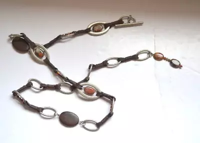 Hand Made Brown Chain Belt Stones Beads  Bohemian Hippie 26 -34 Beautiful! • $22.90
