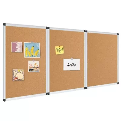 VIZ-PRO 3 Pack Cork Board 24 X 18 Bulletin Board Aluminium Frame Message Board • $54.05