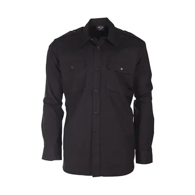 Mil-Tec Mens 100% Cotton Ripstop Field Shirt Black Stylish Wear • £25.59
