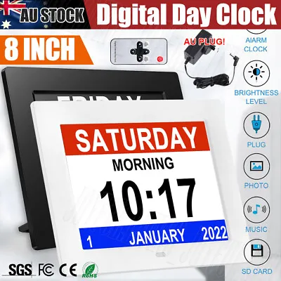 $56.50 • Buy 8inch LED Dementia Digital Calendar Clock Alarm Extra Large Day/Week/Month/Year