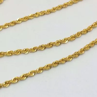 18K Solid Gold Rope Chain Necklace Men Women - Genuine 18k Gold - All Sizes • $179