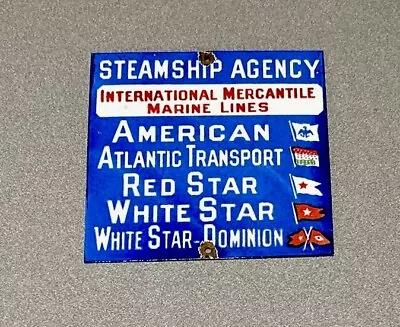 Vintage Steamship Agency America Boat Fish Hunt Porcelain Sign Car Gas Truck Oil • $87.99