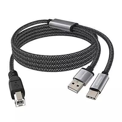 2in1 USB Printer Cable 3.28FT/1M With USB C To MIDI Cable Printer CableUSB MI... • $12.22