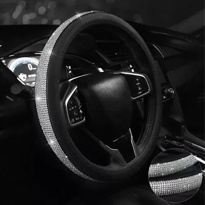 Car Steering Wheel Cover Crystal Rhinestone Leather Anti-slip Car Accessories • $13.75