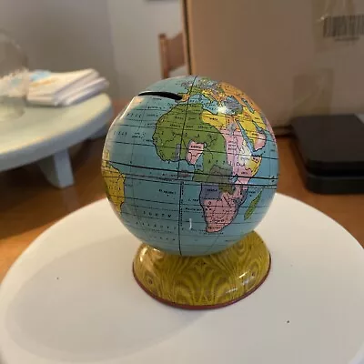 Vintage Small Metal World Globe Bank Measures 5  X 4  • $3.99