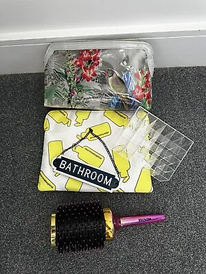 Ted Baker Cosmetic Bag & Dermalogica Large Pouch Mark Hill Brush & Bathroom Sign • £5