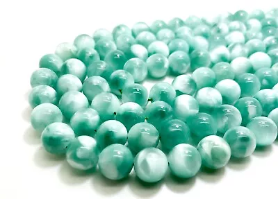 Moonstone - Natural Green Polished Smooth Round Moonstone Gemstone Beads - RN171 • $15.31