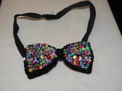 Sequin Bow Tie Rainbow Multi Color Bowtie Tuxedo Prom Men / Women Matches All Sm • $14.95