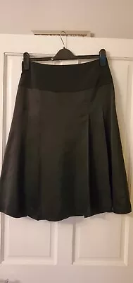 MONSOON Black Grosgrain &Taffeta Satin Box Pleat Party Evening Skirt Size 10 New • £7.99