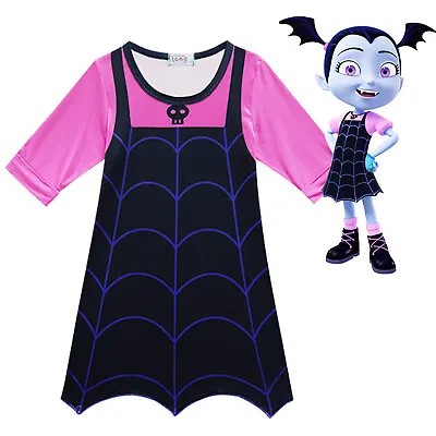 Kids Girls Vampirina Dress Cosplay Halloween Vampire Party Fancy Clothes Costume • £14.59