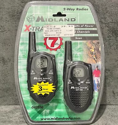 2 Midland GXT200 Xtra Talk 2-Way Radio Walkie Talkies New Factory Sealed • $19.99