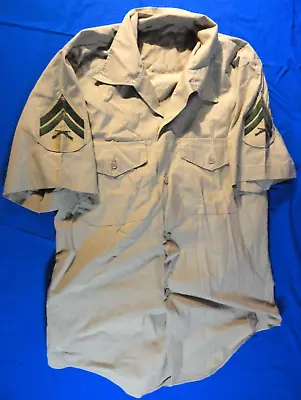 Usmc Marine Corps Quarter Sleeve Khaki Shade 2115 Uniform Dress Shirt Size Small • $28.69