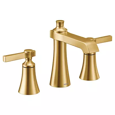 Moen Flara Brushed Gold Two-Handle High Arc Bathroom Faucet Model# TS6984BG • $270