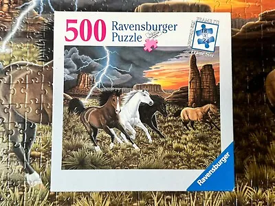 Ravensburger 500 Piece Puzzle WILD HORSES ~ THUNDER RUN ~ 18  X 24  EUC • $10