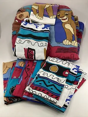 Vintage Disney The Lion King Twin Size Comforter Set Sheet Pillowcase Lot Of 5   • $145.95