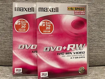 Maxell DVD+RW 120 Min Video 4.7GB Data Disk X 2 • £12