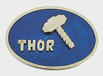 Thor Belt Buckle Marvel Comic Hammer Logo Blue Metal Halloween Costume Cosplay • $10.62