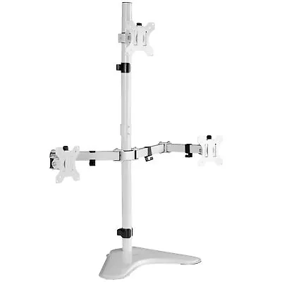 VIVO White Triple Monitor Desk Stand Adjustable Mount For 3 Screens Up To 30  • $59.99