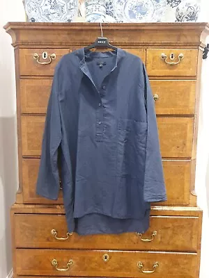 Cos Navy Linen Blend Shirt Tunic Oversized Grandad Collar Size L VGC • £32