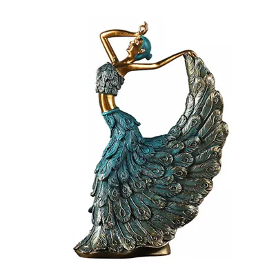  Peacock Dancer Ornament Resin Beauty Sculpture Craft Decor Home Bar • £31.93
