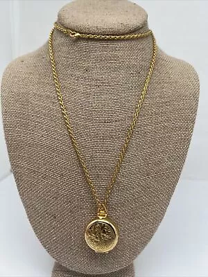 Gold Tone 4 Picture Flip Out Locket 32 Inches • $26