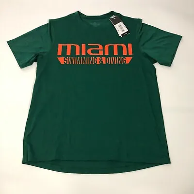 Miami Hurricanes Mens Shirt Small Adidas Green Short Sleeve Tee Swim NCAA NWT • $6.25