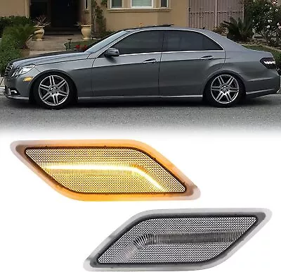 Clear LED Amber Side Marker Light For 10-13 Mercedes Benz W212 EClass E350 E550 • $37.99