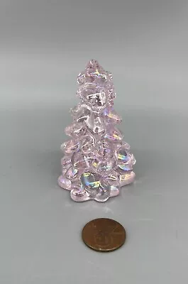 Christmas Holiday Tree 2.75”  Rose Pink Carnival Glass Mosser USA Medium • $13.99