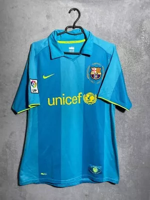 Xavi Barcelona Away Football Shirt 2007 - 2008 Jersey Blue Nike Mens Size L • $84.99