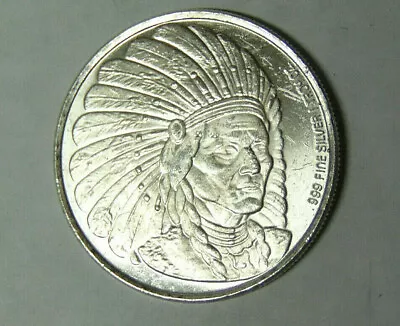 Indian Chief With War Bonnet 1 Oz .999 Fine Silver Enviromint Round (5821) • $39.99