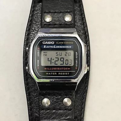 Casio A168W-1 Classic Digital WatchAlarm Day/Date Custom Leather Cuff Fossil • $45