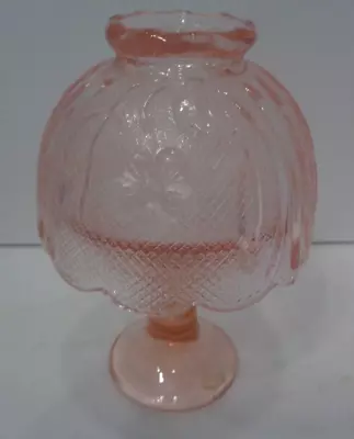 Vintage Pink Floral Indiana Tiara Art Glass Fairy Lamp Light Candle Holder • $20