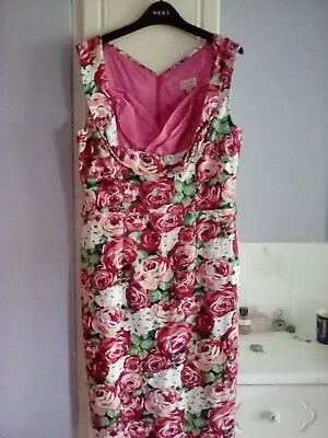 Lindy Hop Pink Floral Dress Size 14 • £10.50