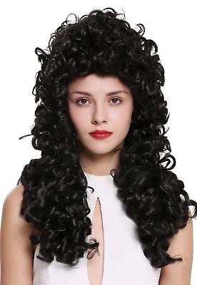 Wig Ladies Men's Baroque Renaissance Edelmann Long Curls Curly Black • $25.68