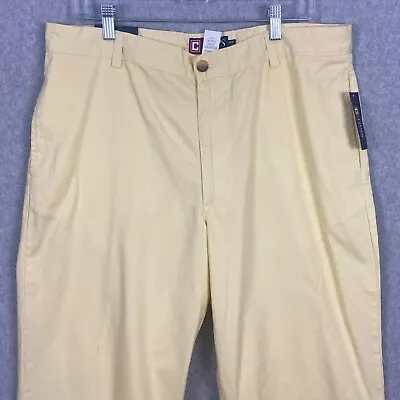 Chaps Mens Pants 36x30 Yellow Mitchell Relaxed Fit Flat Front • $21.79