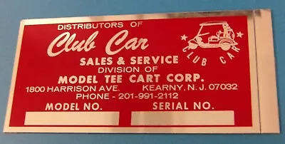$0.99 • Buy Vintage Nos Metal Parts Identification Tag Club Car Kearny Nj 4 X 2  Sticker