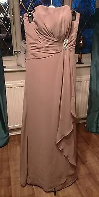 Stunning Strapless Hilary Morgan Minky Nude/beige Full Length Dress  Size 10 • £12