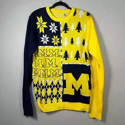 University Of Michigan Forever Collectibles Large Yellow Blue Ugly Sweater • $25.49