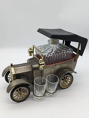 Vintage 1918 Ford Metal Model T Music Box Liquor Decanter W Decanter And Glasses • $35