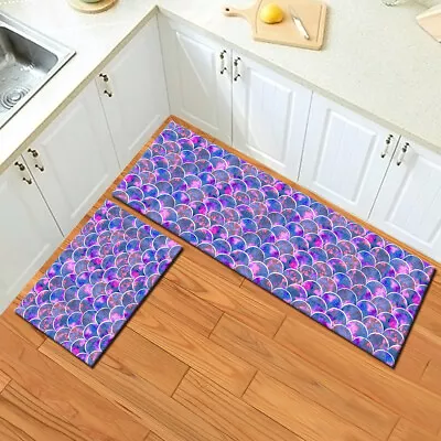 Dreamy Purple Mermaid Scales Kitchen Mat Carpet Kids Bedroom Floor Area Rugs • $11.99