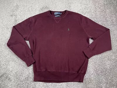 Polo Ralph Lauren Sweater Mens Medium Red Pullover Pima Cotton V-Neck Preppy • $15.50