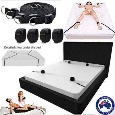 BDSM Bed Restraint Set Bondage Kit Handcuffs Ankle Straps Mattress Slave Couples • $12.89