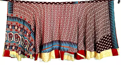 XL Vintage Sari Magic Wrap Skirts Multicolor Bohemian Hippie Skirt • $28.53