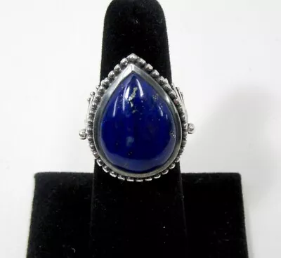 New Artisan Crafted Sterling Bold Pear Shaped Lapis Lazuli Ring Sz 6 Qvc J16692 • £33.71