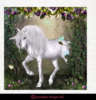 Fantasy-Unicorn Forest Fruit- Fabric Craft Panels In 100% Cotton Or Polyester • £1.95