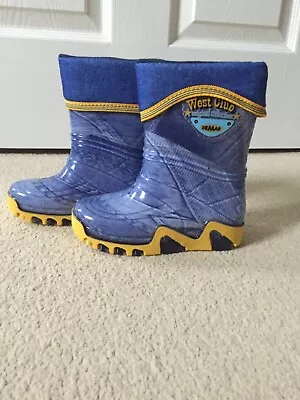 £5.50 • Buy Boys Wellington Boots Wellies Rain Boots With Liners Blue Infant Size UK 3-4