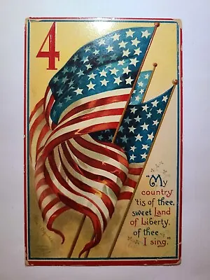 Vintage Postcard United States Patriotic Flag 4th Of July 1910 • $7.99