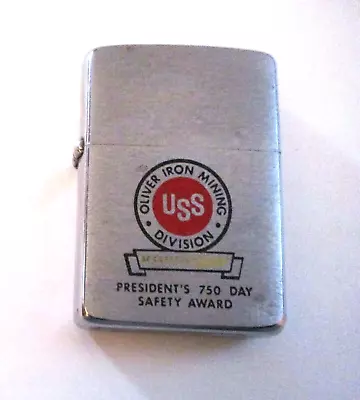 Vintage 1963 United States Steel Oliver Iron Mining Safety Award Zippo Lighter • $13.50